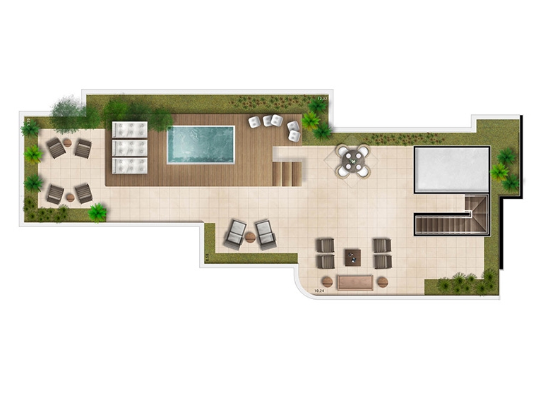 Cobertura superior 4 suítes 437m² - perspectiva ilustrada - House &amp; Garden Vanilla 