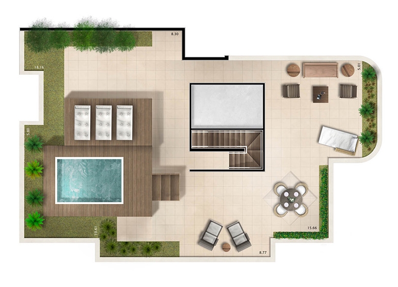Cobertura supeiror 4 suítes 402m² - perspectiva ilustrada - House &amp; Garden Vanilla 
