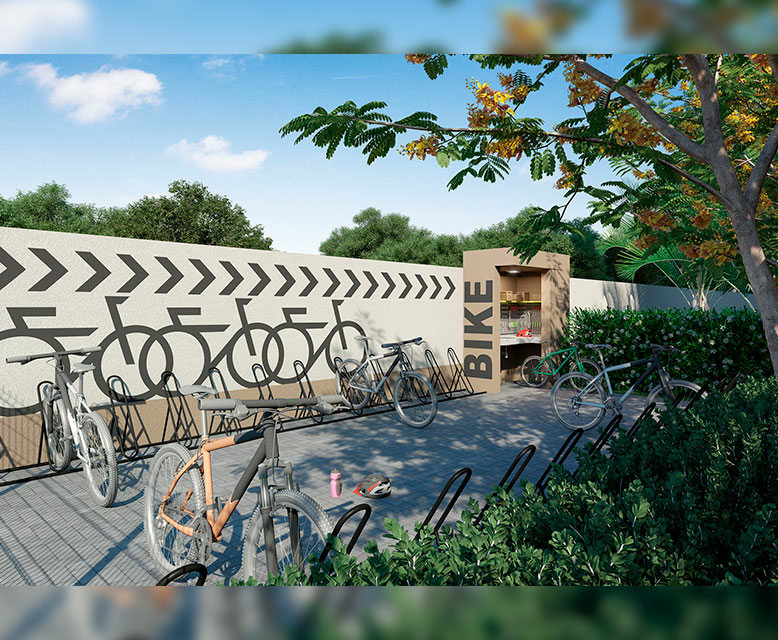 Bicicletário - Perspectiva Ilustrada  - Plano&amp;Alto da Mooca