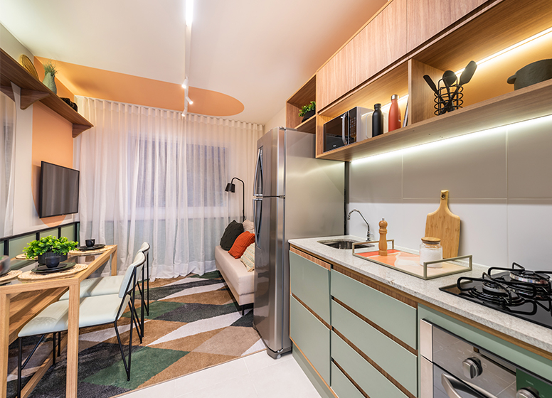 Cozinha e living 32m² - Realização