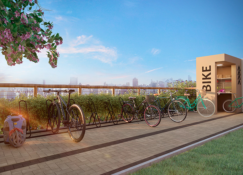 Bicicletário - Perspectiva Ilustrada - Plano&amp;Jardim do Carmo - Orquídea